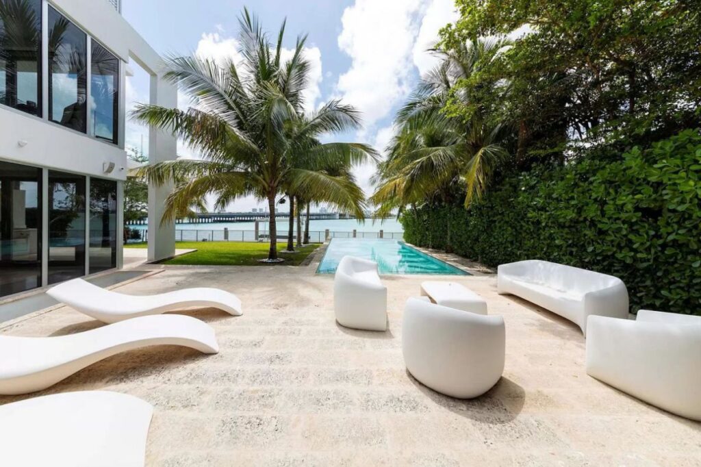 A $9,590,000 Bay Harbor Islands Home for Sale features Wide Bay Views