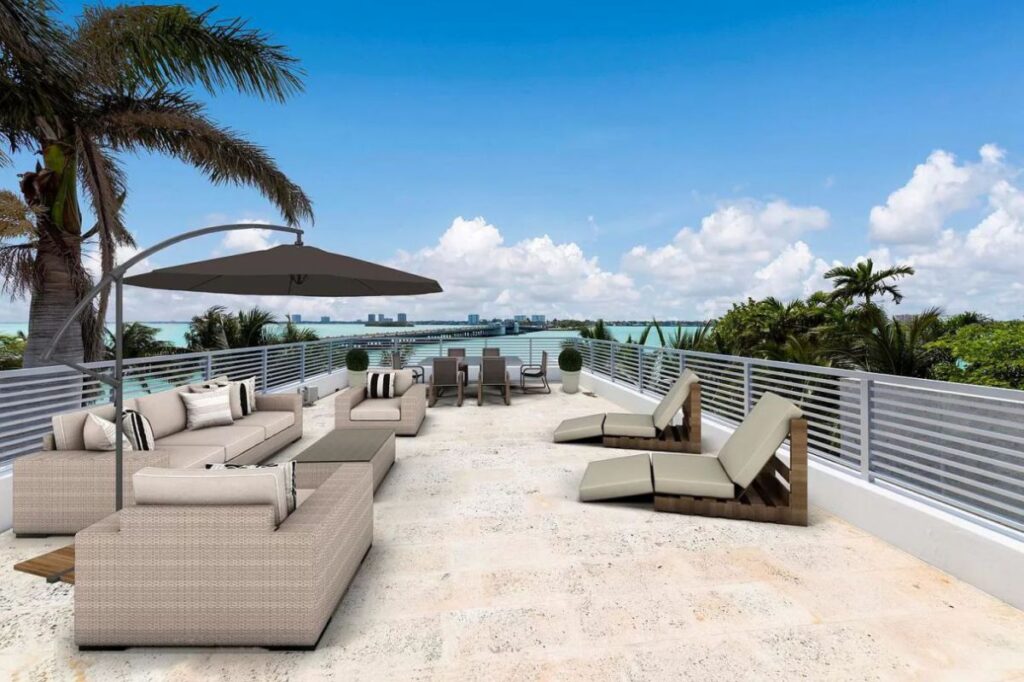 A $9,590,000 Bay Harbor Islands Home for Sale features Wide Bay Views