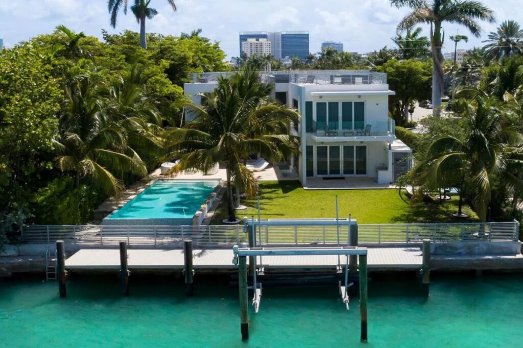 A $9,590,000 Bay Harbor Islands Home for Sale features Wide Bay Views