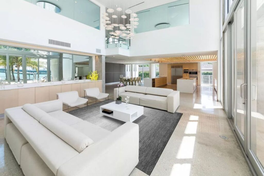 A $9,590,000 Bay Harbor Islands Home for Sale features Wide Bay Views