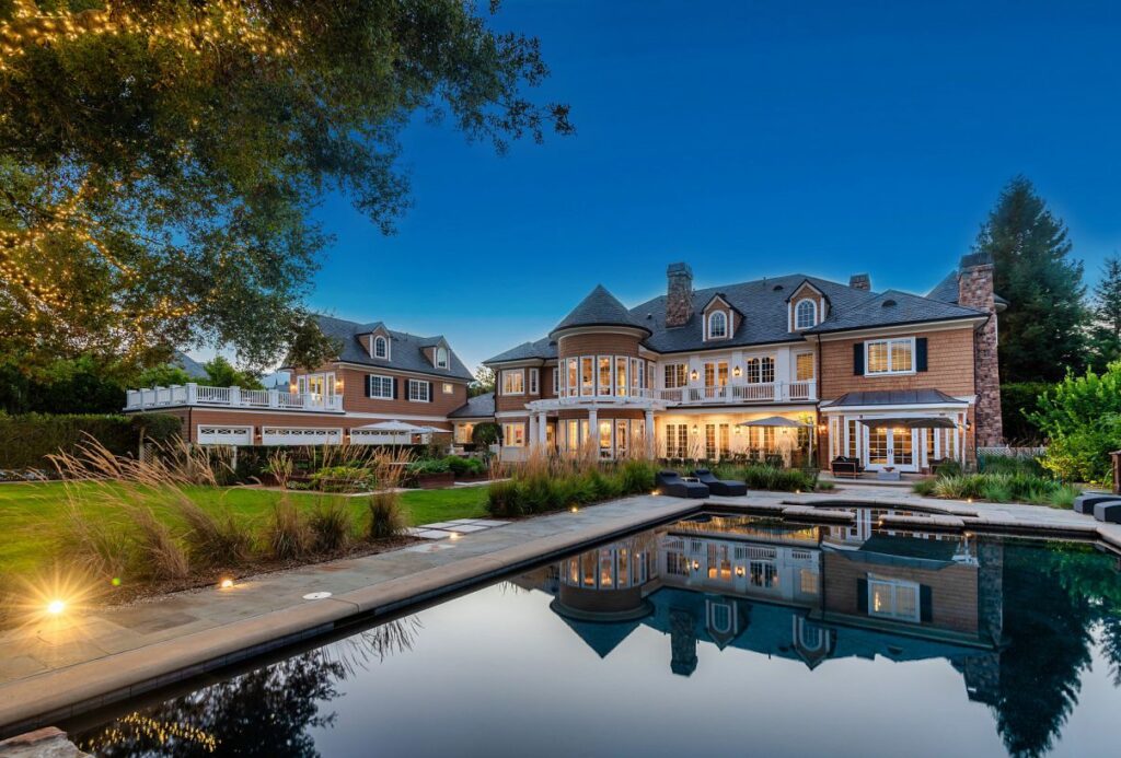 The Hamptons Style House is a Epic custom landmark estate with complete privacy and unobstructed fairway, lakes and mountain views now available for sale. This home located at 224 W Stafford Rd, Thousand Oaks, California; offering 5 bedrooms and 8 bathrooms with over 10,700 square feet of living spaces.