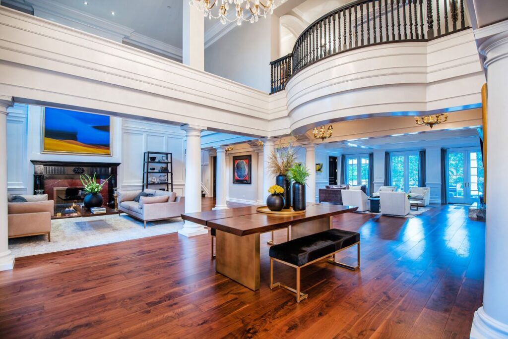 The Hamptons Style House is a Epic custom landmark estate with complete privacy and unobstructed fairway, lakes and mountain views now available for sale. This home located at 224 W Stafford Rd, Thousand Oaks, California; offering 5 bedrooms and 8 bathrooms with over 10,700 square feet of living spaces.