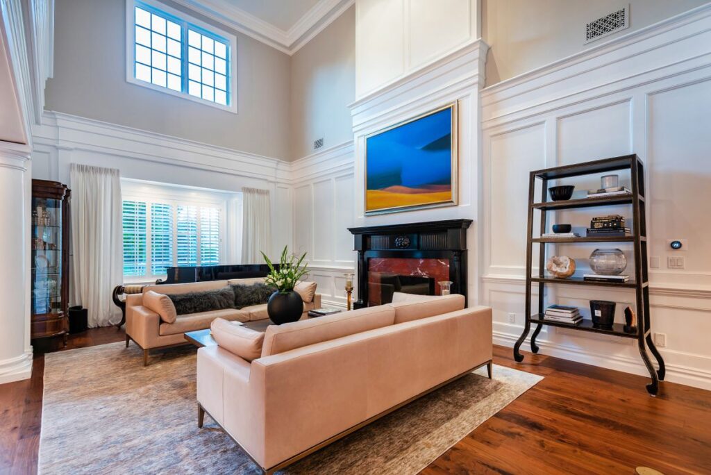 The Hamptons Style House is a Epic custom landmark estate with complete privacy and unobstructed fairway, lakes and mountain views now available for sale. This home located at 224 W Stafford Rd, Thousand Oaks, California; offering 5 bedrooms and 8 bathrooms with over 10,700 square feet of living spaces.