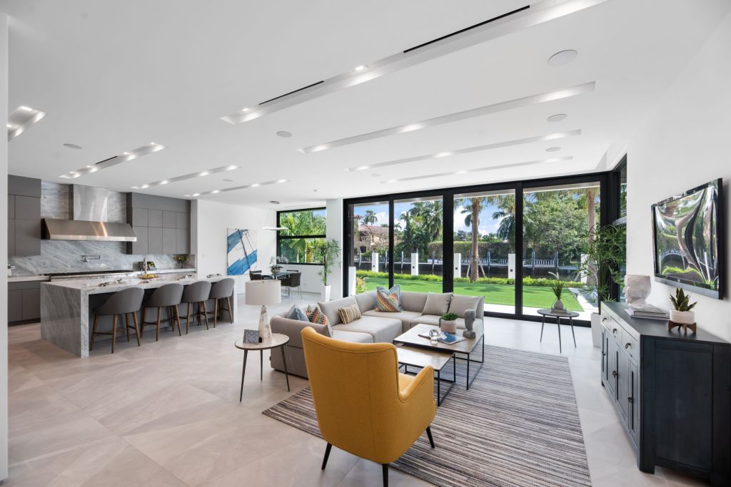 The Fort Lauderdale House is a luxurious property has amazing pool and waterfront views of stunning simplicity and sophistication now available for sale. This home located at 188 Nurmi Dr, Fort Lauderdale, Florida; offering 6 bedrooms and 7 bathrooms with over 7,500 square feet of living spaces.