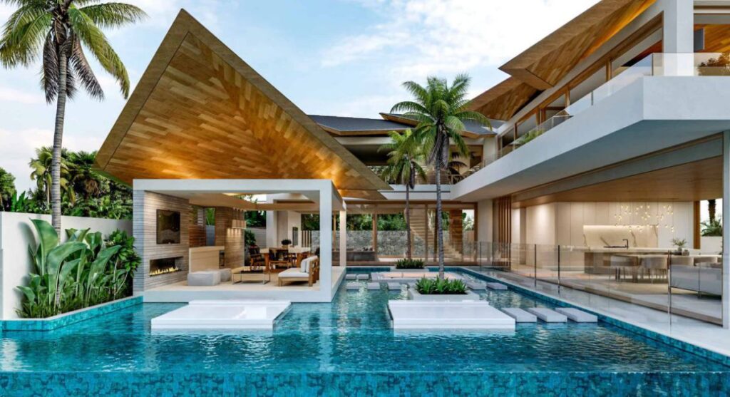 Modern Thai House Concept is a project located in Noosa Heads, Sunshine Coast, Australia was designed in concept stage by Chris Clout Design in Tropical contemporary style; it offers great connection between the indoors and outdoors with views to the waterfront and gardens.