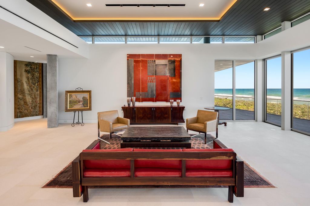 The Modern Mansion in Jupiter Island features spacious living and entertaining spaces with the most panoramic views of the Ocean now available for sale. This home located at 609 S Beach Rd, Jupiter, Florida; offering 6 bedrooms and 9 bathrooms with over 11,700 square feet of living spaces.