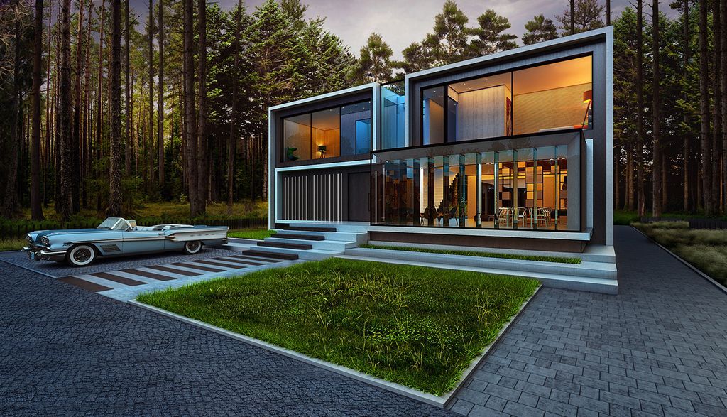 Design Concept of dreamy Modern House is a project located in Ukraine was designed in concept stage by Alexander Zhidkov Architect in contemporary style; it offers luxurious modern living in forest.