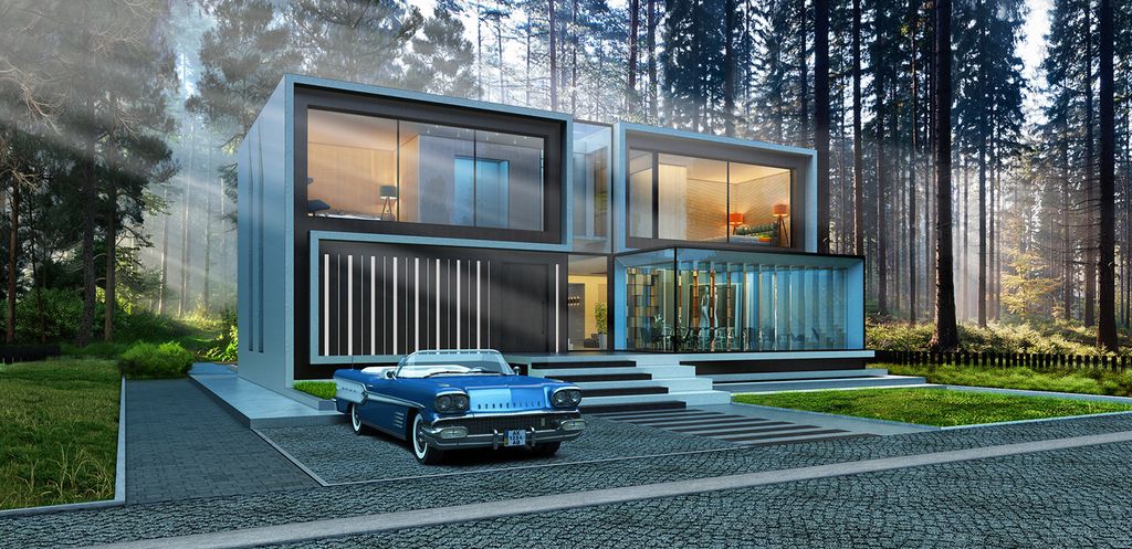 Design Concept of dreamy Modern House is a project located in Ukraine was designed in concept stage by Alexander Zhidkov Architect in contemporary style; it offers luxurious modern living in forest.