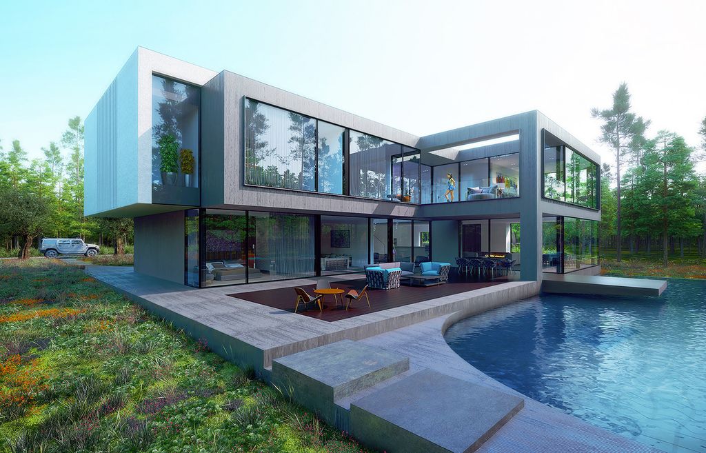 Country House Concept Design is a project located in Ukraine was designed in concept stage by Alexander Zhidkov Architect in Modern style; it offers luxurious modern living in country area.