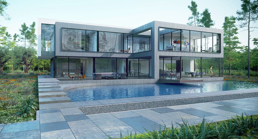 Country House Concept Design is a project located in Ukraine was designed in concept stage by Alexander Zhidkov Architect in Modern style; it offers luxurious modern living in country area.