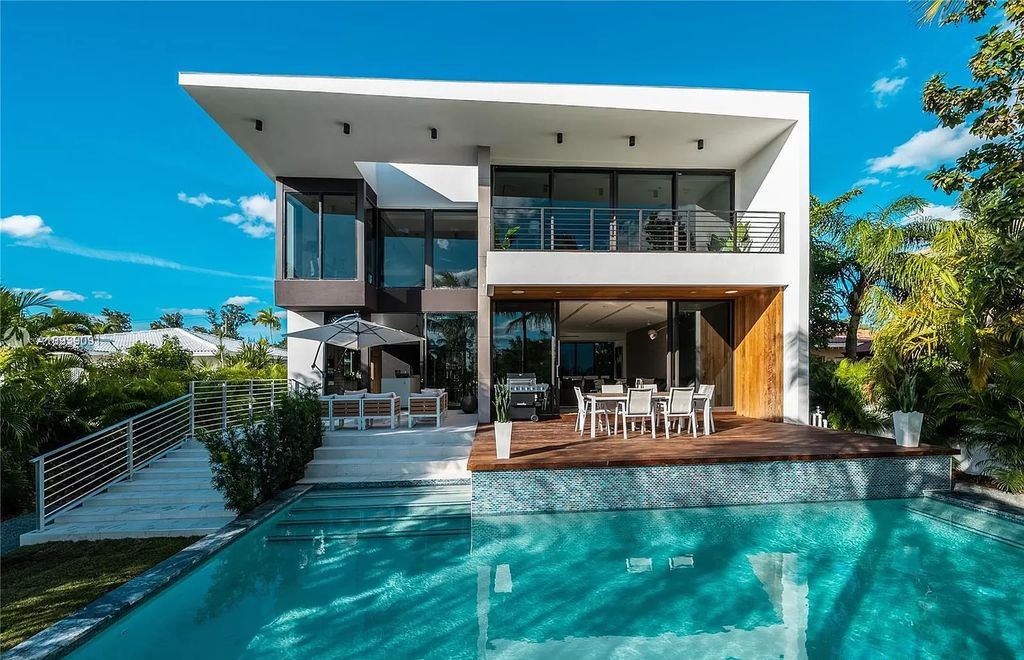 The Miami Beach Home is a new construction modern masterpiece located within the serene gated community of Normandy Isle now available for sale. This home located at 770 S Shore Dr, Miami Beach, Florida; offering 4 bedrooms and 5 bathrooms with over 5,000 square feet of living spaces.