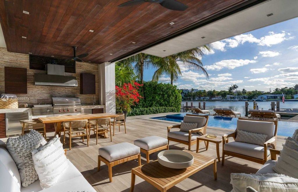 The Miami Beach Villa is a luxurious home perfect for entertaining with large manicured garden and full outdoor kitchen now available for sale. This home located at 1220 S Biscayne Point Rd, Miami Beach, Florida; offering 6 bedrooms and 6 bathrooms with over 5,400 square feet of living spaces.