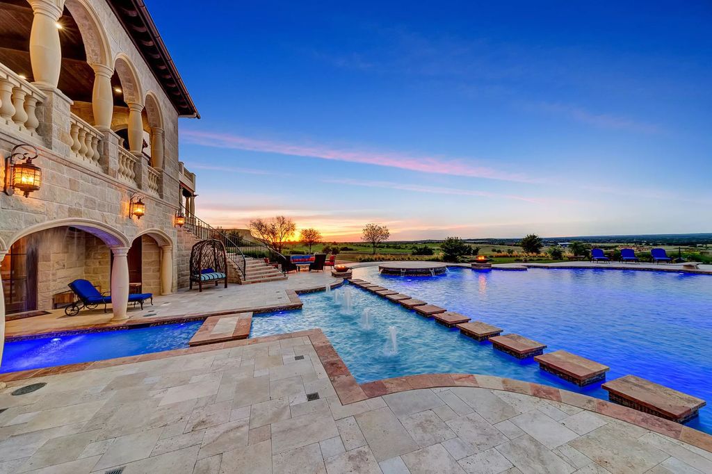 Typical Texas countryside home blended Mediterranean and Traditional