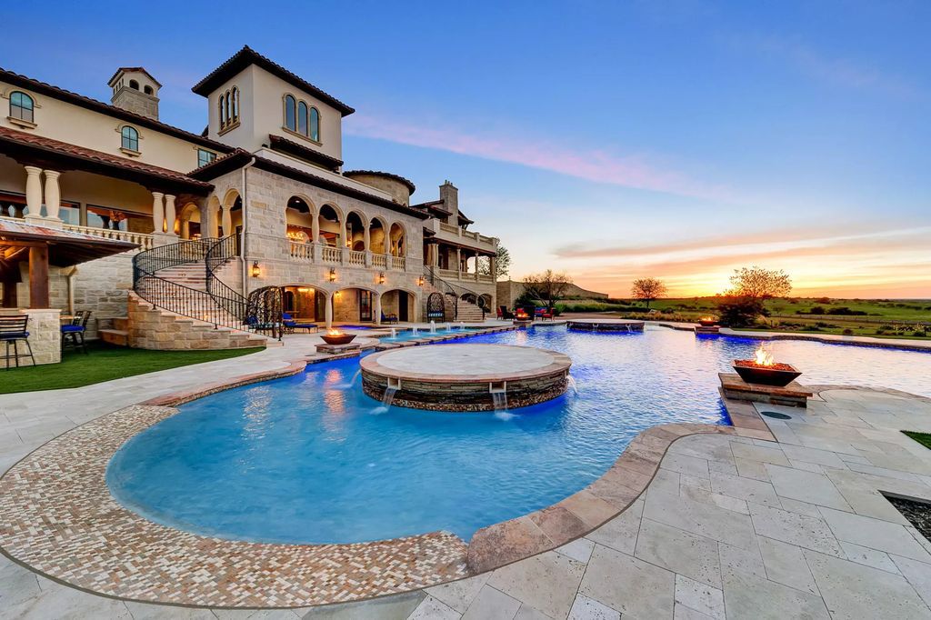 Typical Texas countryside home blended Mediterranean and Traditional