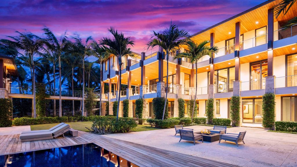 The Florida Mansion is an ocean to intracoastal compound is situated on 1.9 acres boasting 160 feet of direct oceanfrontage now available for sale. This home located at 1780 S Ocean Blvd, Lantana, Florida; offering 5 bedrooms and 10 bathrooms with over 11,000 square feet of living spaces.