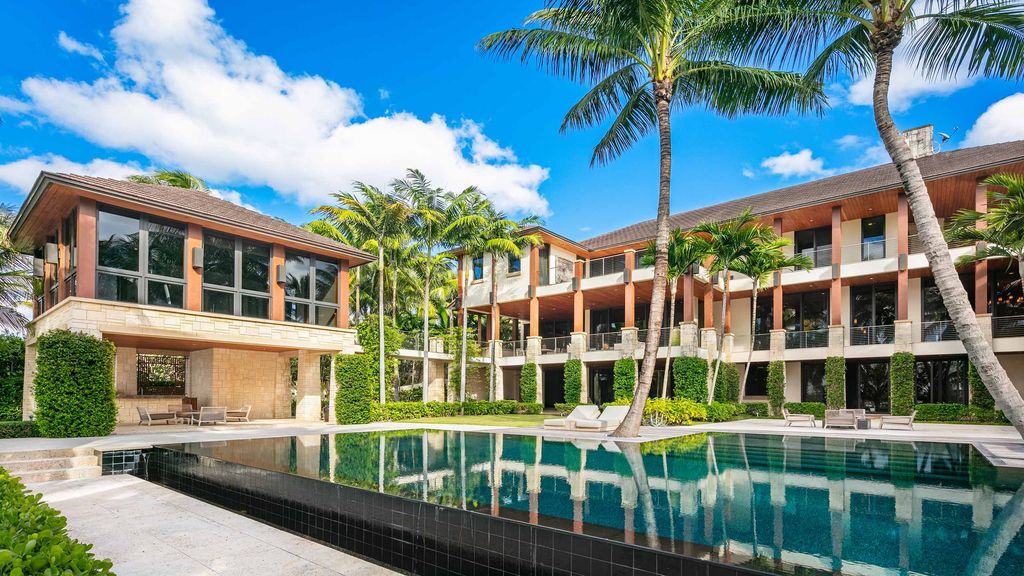 The Florida Mansion is an ocean to intracoastal compound is situated on 1.9 acres boasting 160 feet of direct oceanfrontage now available for sale. This home located at 1780 S Ocean Blvd, Lantana, Florida; offering 5 bedrooms and 10 bathrooms with over 11,000 square feet of living spaces.