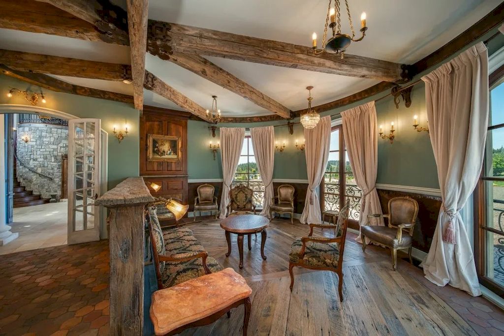 The Endlessly Country Chateau in Oregon is designed and crafted with pieces by local artisans with materials imported from all over the world now available for sale. This home is located at 26480 SW Wilken Ln, West Linn,  Oregon