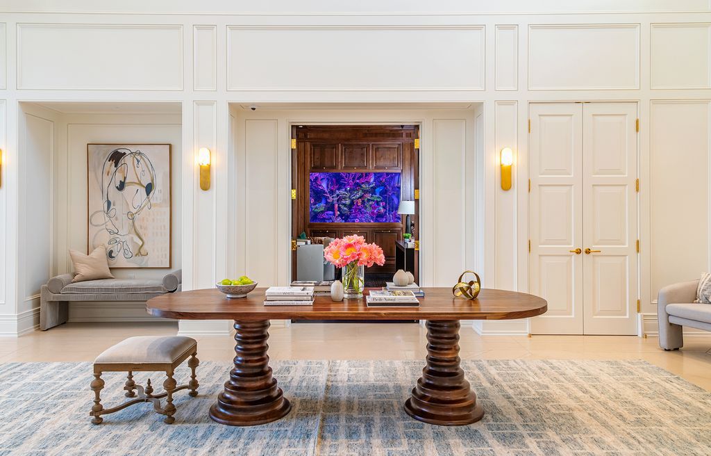 The French Mansion in California is a magnificent modern estate perched in the prestigious double-gated Estates at The Oaks of Calabasas now available for sale. This home located at 25314 Prado De La Felicidad, Calabasas, California