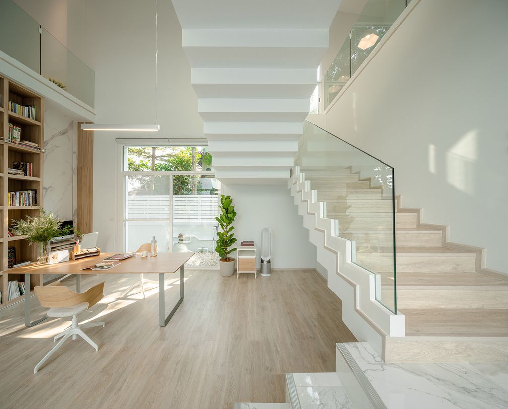 Pie House An Impressive White Concrete Block by Greenbox Design 34