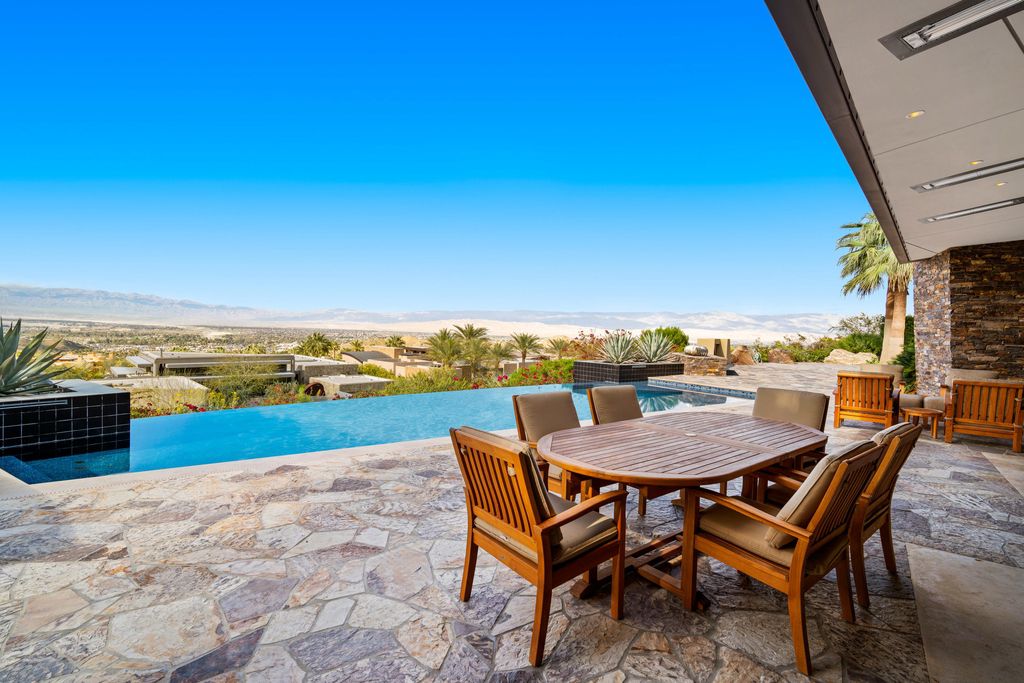 The Home in Rancho Mirage is a hillside estate with views of the Coachella Valley desert - One of the finest homes Mirada Estates now available for sale. This home located at 55 Granite Ridge Rd, Rancho Mirage, California