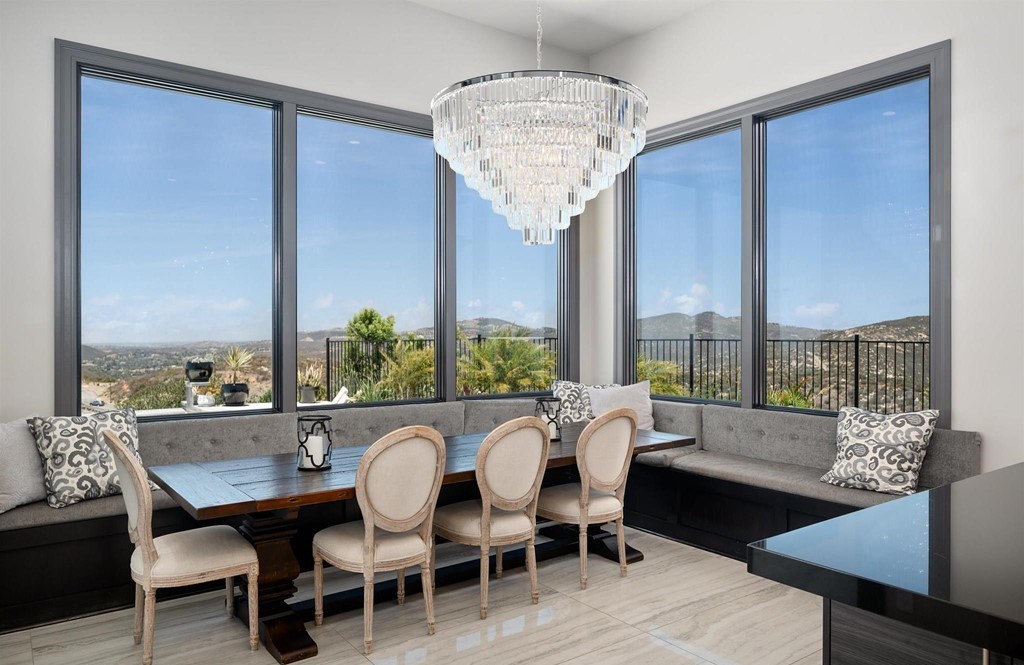 The Rancho Santa Fe Home is a private modern estate with breathtaking views of the ocean, canyons, and mountains in the community of Cielo now available for sale. This home located at 8370 Via Rancho Cielo, Rancho Santa Fe, California