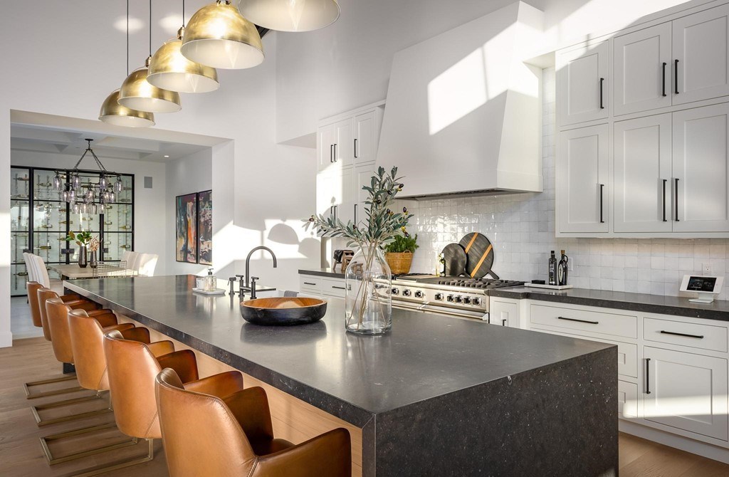 The Home in Rancho Santa Fe is a brand new estate with An impressive open-living great room boasts a soaring ceiling now available for sale. This home located at 16836 El Zorro Vis, Rancho Santa Fe, California