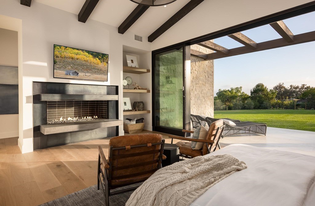 The Home in Rancho Santa Fe is a brand new estate with An impressive open-living great room boasts a soaring ceiling now available for sale. This home located at 16836 El Zorro Vis, Rancho Santa Fe, California