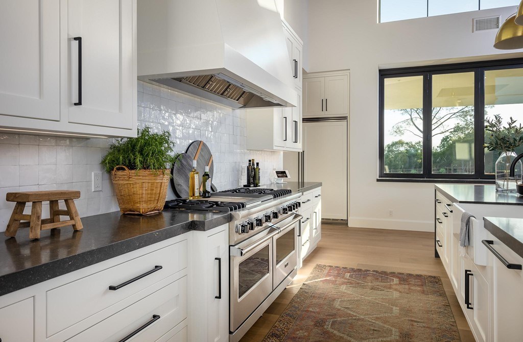 The Home in Rancho Santa Fe is a brand new estate with An impressive open-living great room boasts a soaring ceiling now available for sale. This home located at 16836 El Zorro Vis, Rancho Santa Fe, California