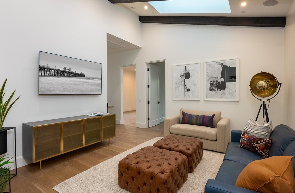 The Home in Rancho Santa Fe is a brand new estate with An impressive open-living great room boasts a soaring ceiling now available for sale. This home located at 16836 El Zorro Vis, Rancho Santa Fe, California