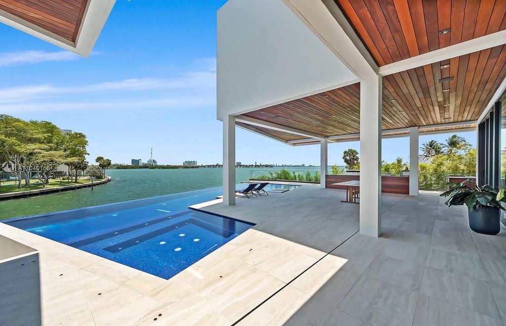 The Home in Miami is a brand new luxury modern estate with stunning bay views and over 100 feet of linear waterfront now available for sale. This home located at 1133 Belle Meade Island Dr, Miami, Florida