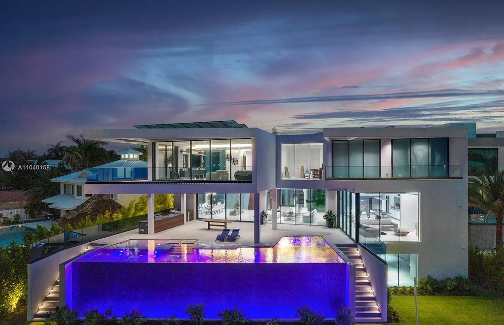 The Home in Miami is a brand new luxury modern estate with stunning bay views and over 100 feet of linear waterfront now available for sale. This home located at 1133 Belle Meade Island Dr, Miami, Florida