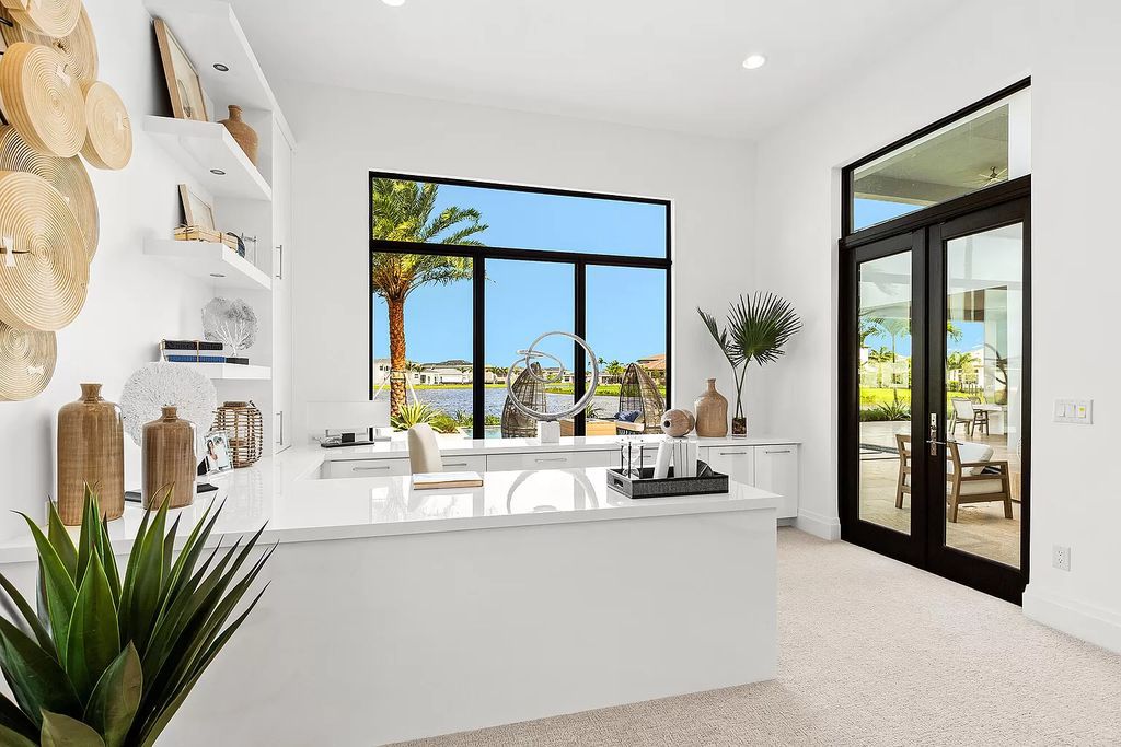 The Boca Raton Home is a Contemporary estate on a magnificent point pie lot with spectacular lake view in Boca Bridges now available for sale. This home located at 17230 Brulee Breeze Way, Boca Raton, Florida