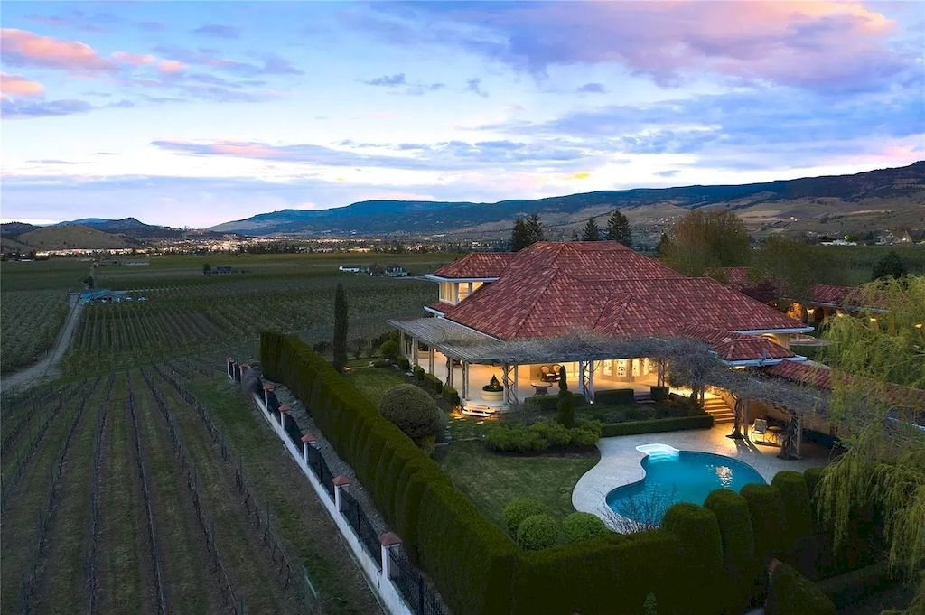 The Charming Italian Style Villa in Kelowna is a private country estate now available for sale. This home is located at 3240 Pooley Rd, Kelowna, BC V1W 4G7, Canada