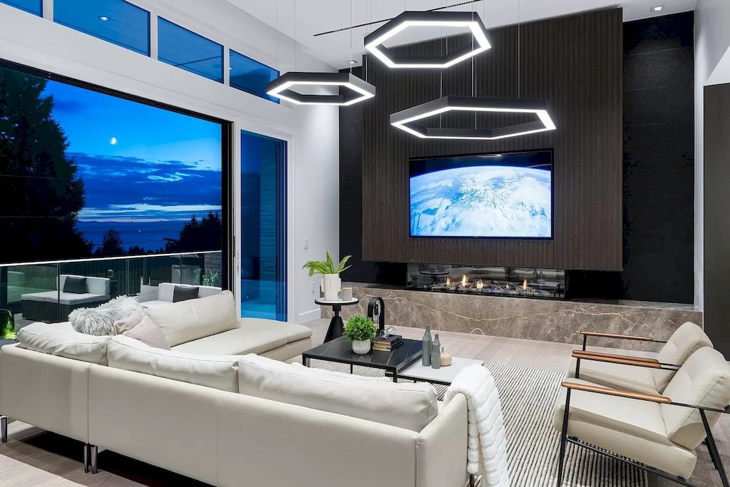 The Modern Estate in West Vancouver features beautiful ocecan views  now available for sale. This home is located at 1225 Renton Rd, West Vancouver, BC V7S 2L1, Canada