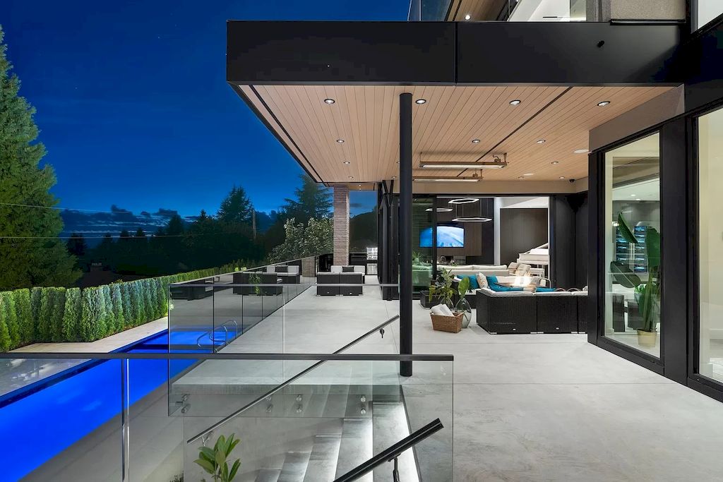 The Modern Estate in West Vancouver features beautiful ocecan views  now available for sale. This home is located at 1225 Renton Rd, West Vancouver, BC V7S 2L1, Canada