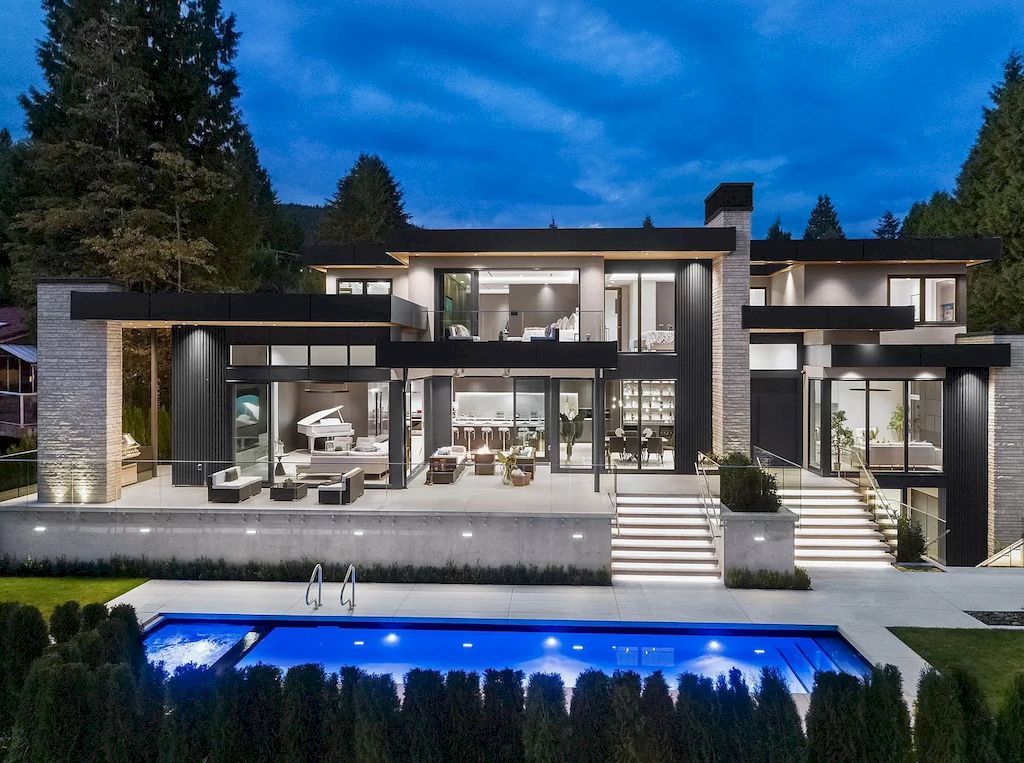The Modern Estate in West Vancouver features beautiful ocecan views  now available for sale. This home is located at 1225 Renton Rd, West Vancouver, BC V7S 2L1, Canada