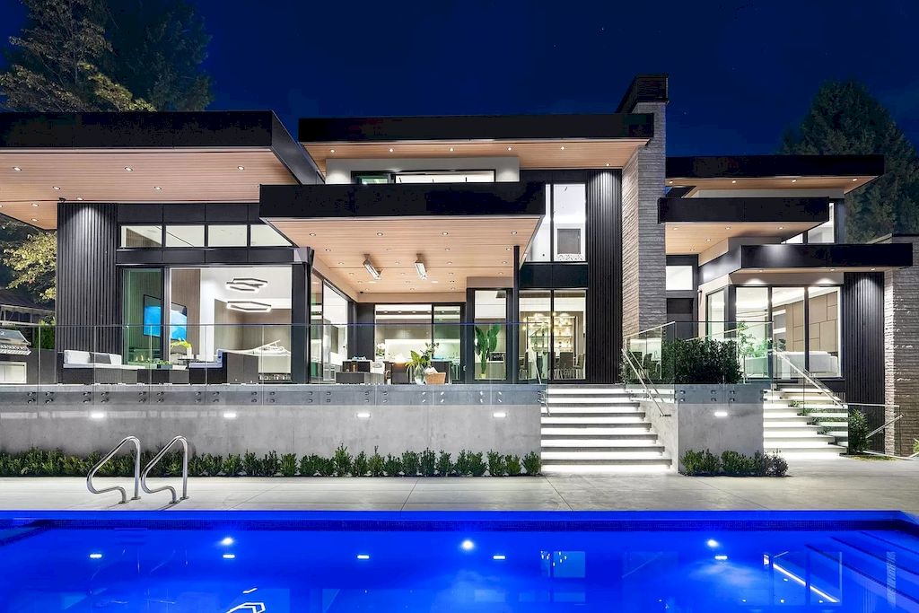 The Modern Estate in West Vancouver features beautiful ocecan views  now available for sale. This home is located at 1225 Renton Rd, West Vancouver, BC V7S 2L1, Canada