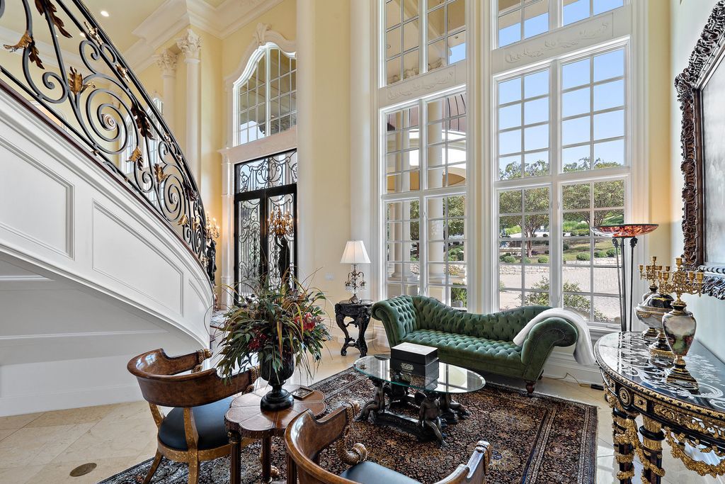 The Mansion in Austin is a elegant Italian Baroque estate custom designed by Cornerstone Architect Group and built by Michael Deane Homes now available for sale. This home located at 7901 Escala Dr, Austin, Texas
