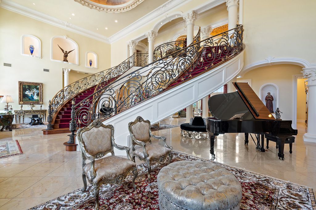 The Mansion in Austin is a elegant Italian Baroque estate custom designed by Cornerstone Architect Group and built by Michael Deane Homes now available for sale. This home located at 7901 Escala Dr, Austin, Texas