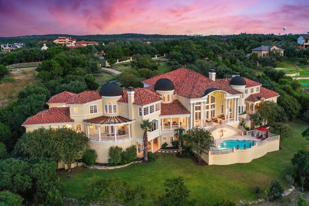 The Mansion in Austin is a elegant Italian Baroque estate custom designed by Cornerstone Architect Group and built by Michael Deane Homes now available for sale. This home located at 7901 Escala Dr, Austin, Texas