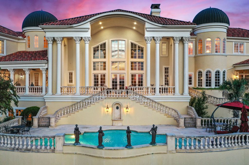 The Mansion in Austin is a elegant Italian Baroque estate custom designed by Cornerstone Architect Group and built by Michael Deane Homes now available for sale. This home located at 7901 Escala Dr, Austin, Texas
