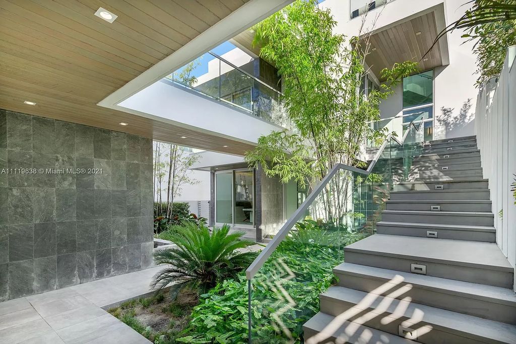 The Miami Beach Home is a stunning new modern construction estate in the esteemed gated Oceanfront community, Altos Del Mar. now available for sale. This house located at 7833 Atlantic Way, Miami Beach, Florida