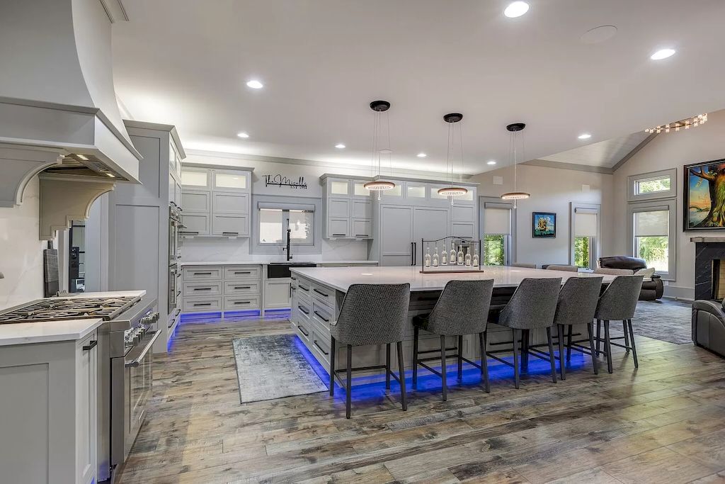 Elevate your DIY kitchen by incorporating an LED lighting system underneath the kitchen island and cabinets. Not only do LED lights offer energy efficiency, but they also provide exceptional illumination, making them a perfect choice for enhancing both functionality and visual appeal. You can see the impressive results of this method in the above luxury idea. 