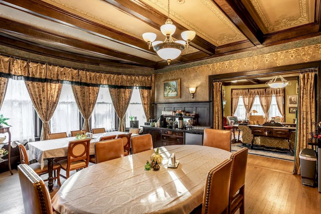 The Home in Michigan is a luxurious home currently being operated as a turn-key bed & breakfast vacation retreat now available for sale. This home located at 320 Tamarack St, Laurium, Michigan; offering 36 bedrooms and 11 bathrooms with 37,880 square feet of living spaces.
