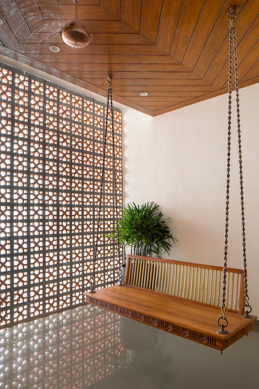 Brick Screen house in charm traditional style in India by MS Design Studio