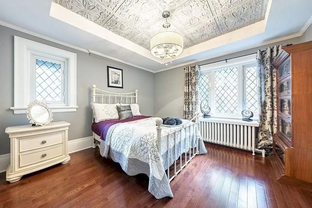 The Mississauga Castle Embraces meticulous hand crafted wood work, painted murals and exquisite stained glass windows now available for sale