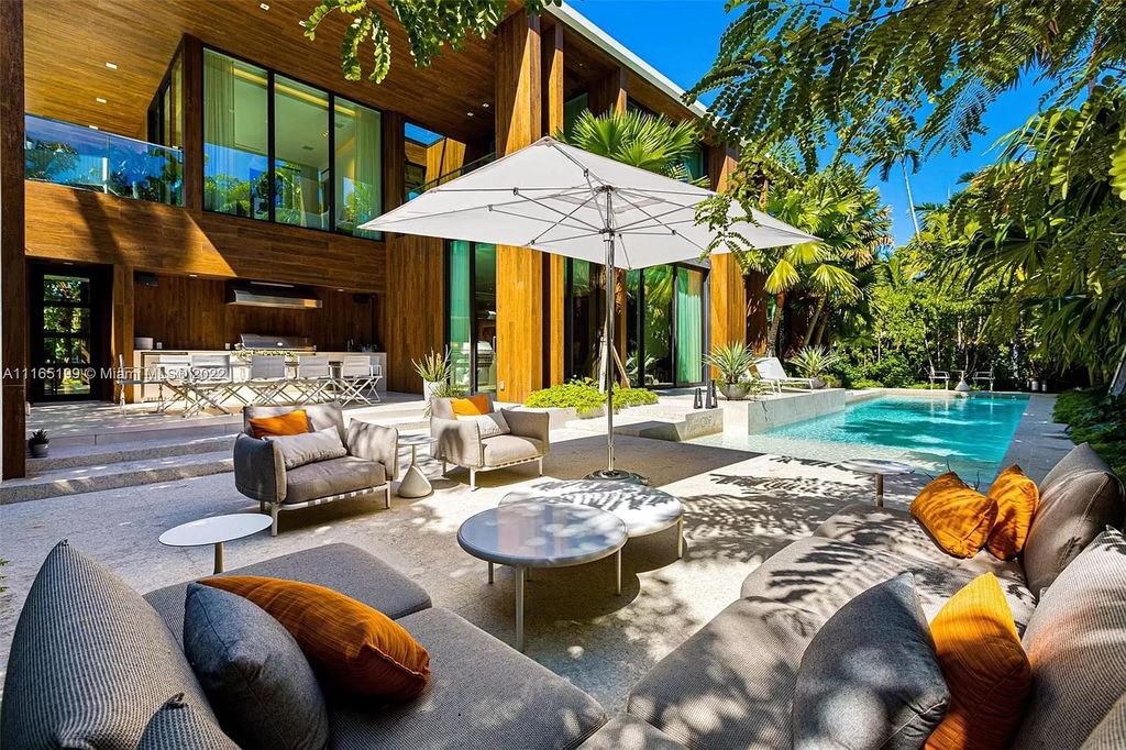 The Villa in Miami Beach is an award winning new construction modern tropical estate on Sunset Island 2 now available for sale. This home located at 2535 Shelter Ave, Miami Beach, Florida