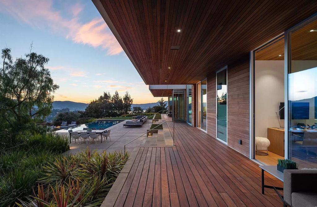 The Home in Tiburon an icon of modern design nestled in the hills above downtown Tiburon, boasts the finest views in the Bay Area now available for sale. This home located at 1860 Mountain View Dr, Belvedere Tiburon, California