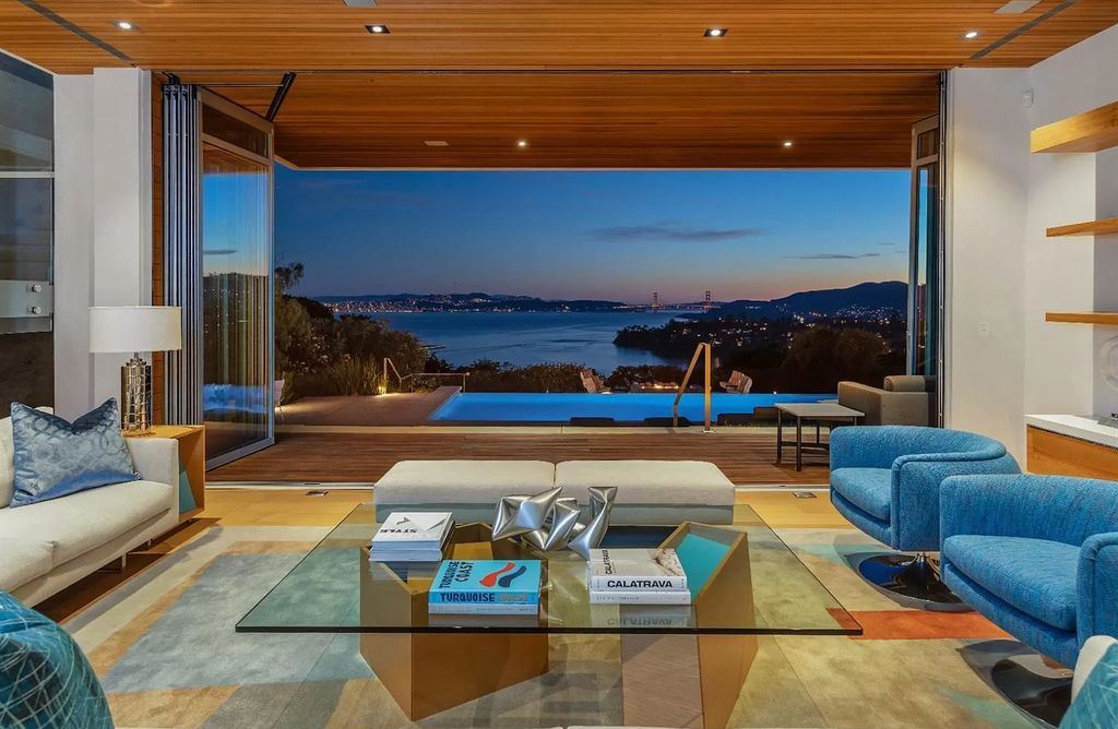 The Home in Tiburon an icon of modern design nestled in the hills above downtown Tiburon, boasts the finest views in the Bay Area now available for sale. This home located at 1860 Mountain View Dr, Belvedere Tiburon, California