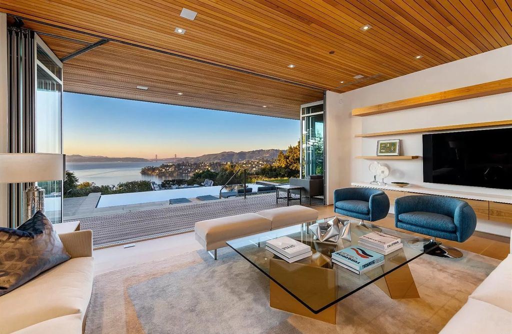 The Home in Tiburon an icon of modern design nestled in the hills above downtown Tiburon, boasts the finest views in the Bay Area now available for sale. This home located at 1860 Mountain View Dr, Belvedere Tiburon, California